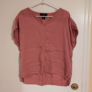 Women's Linen Blouse - Salmon